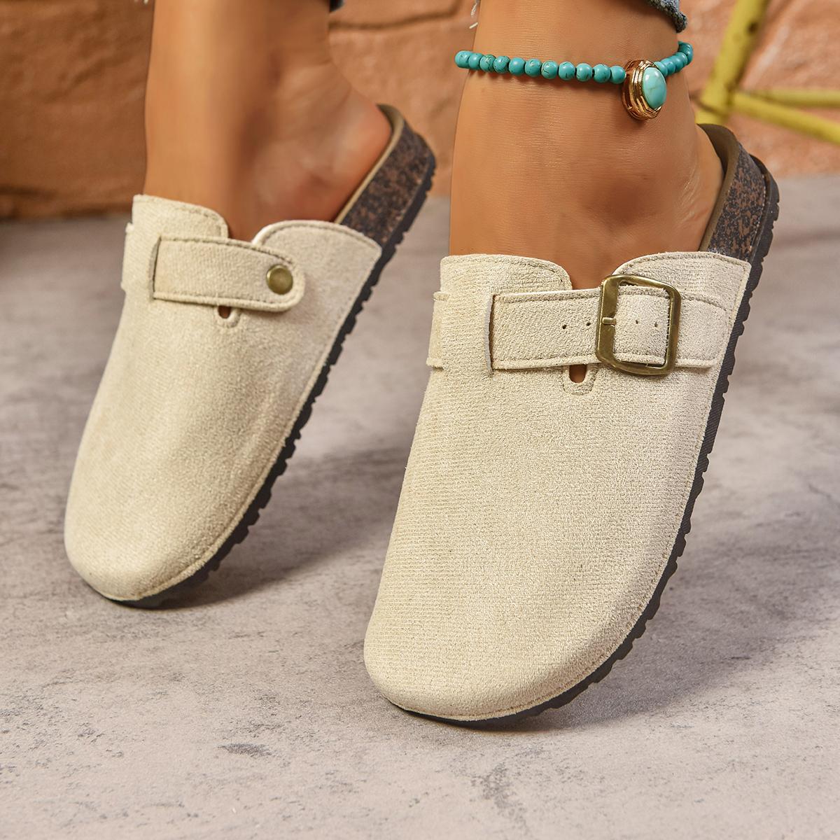 

Модные женские шлепанцы мюли, пробковые сабо, тапочки, модные мягкие пляжные шлепанцы, женские сандалии с поддержкой свода стопы, уличная обувь мюли для женщин 40-41 бежевый