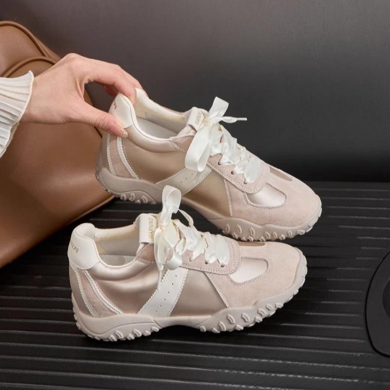 7Cm Inner Height Increase Ballet Training Shoes Women'S Shoes Summer Satin Platform Sports Casual Forrest Gump Shoes