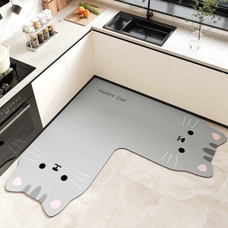 Cartoon Animal Kitchen Mat With Water Absorption Nonslip Silicone Diatom Mud For Home And Cooking Use