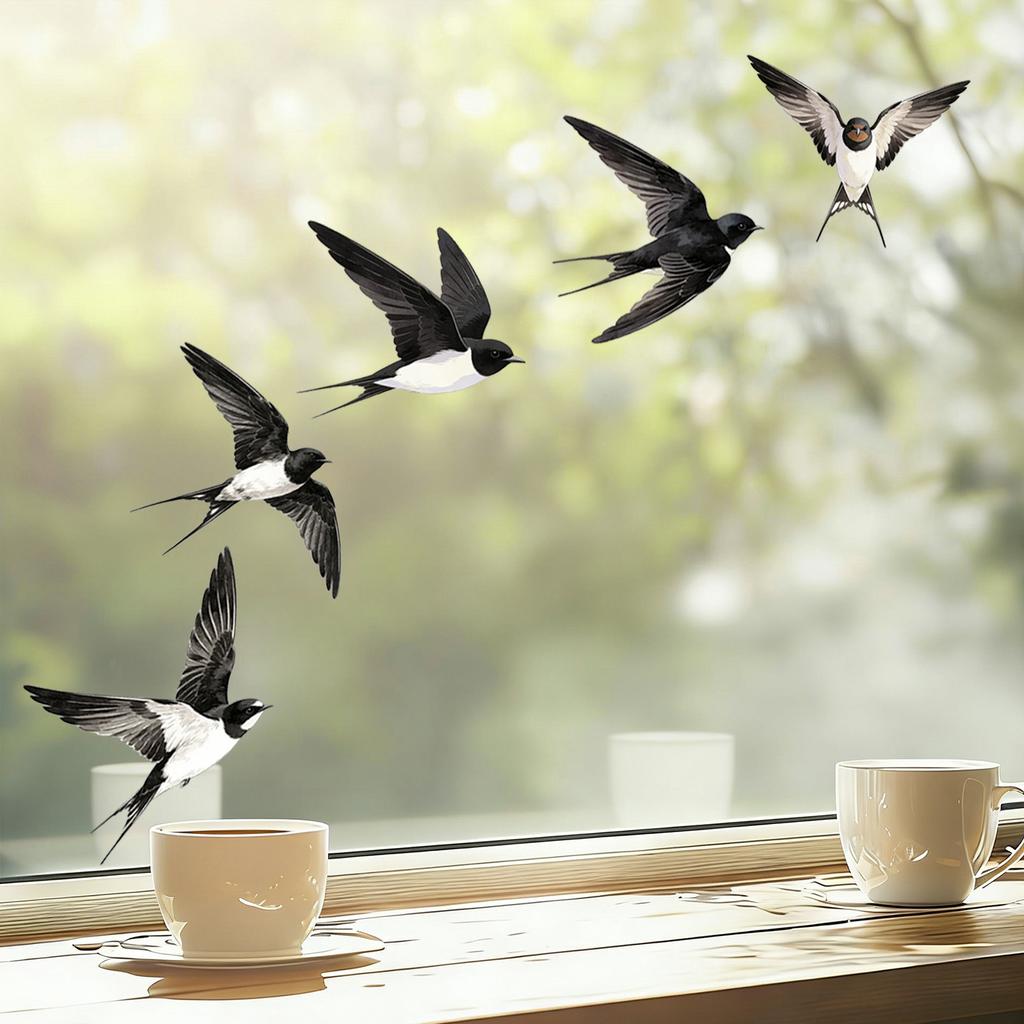 Spring-themed Swallow Glass Stickers for Bedroom, Living Room and Balcony Windows Decoration