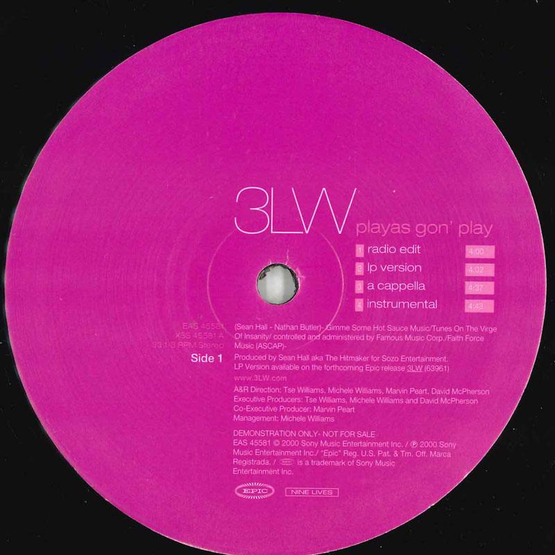 12inch Record 3LW - Playas Gon' Play EAS45581,EAS455 Epic 2000 US Rap & Hip-Hop/R&B Used