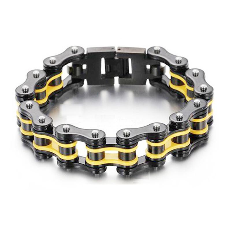 Punk Pulseiras e Braceletes Laranja de Bicicleta para Homem Preto Corrente de Motocicleta Pulseira Homem Mulher Aço Inoxidável Joias de Pulso Biker