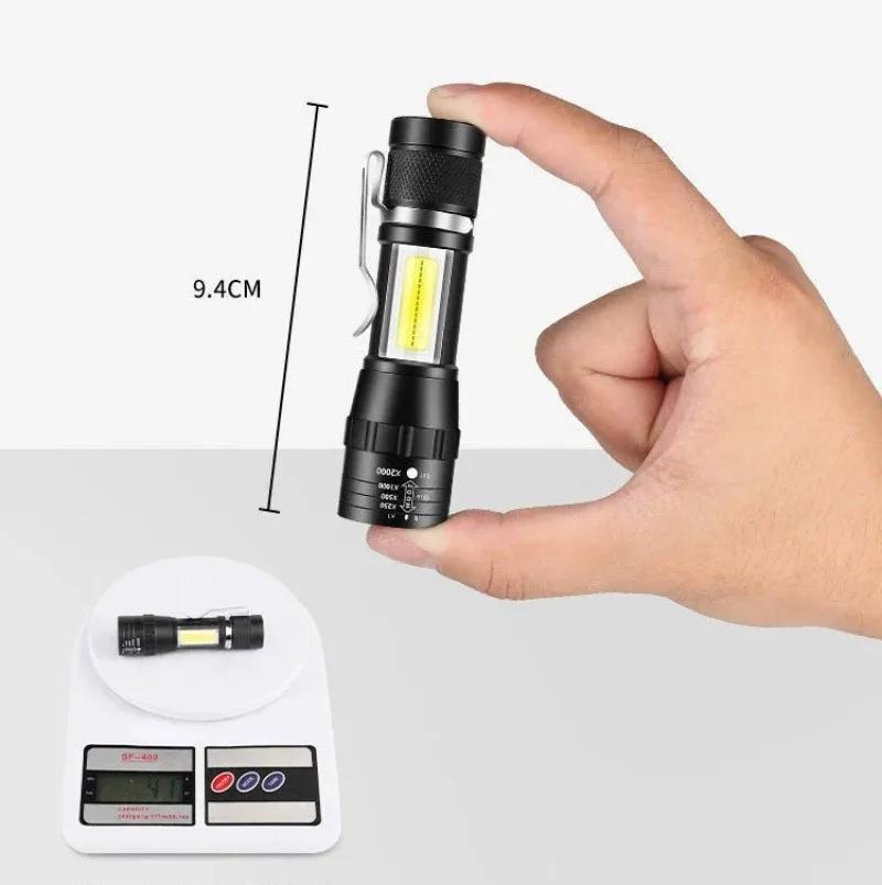 Mini 1-5PCS LED Flashlight Zoom Torch COBXPE Lamp Built-in Battery Lamp Outdoor Waterproof Emergency Pocket Light With Pen Clip