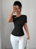 Ευρωπαϊκό Γυναικείο Ασύμμετρο T-shirt Slim-Fit με Μεταλλικό Διάκοσμο