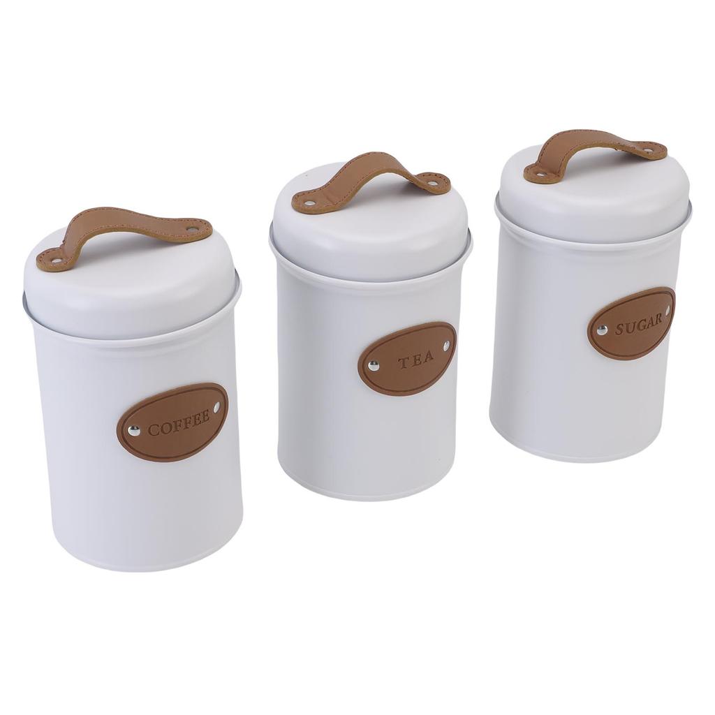3PCS Food Sealing Storage Container Multifunctional Candy Tea Coffee Storage Canister for Kitchen Beige