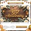 Happy 50th Anniversary Decorations Banner, 50th Wedding Anniversary Party Decoration Floral Backdrop, Celebration Golden Wedding Birthday Party