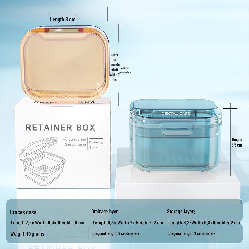 Denture & Retainer Portable Storage & Cleaning Box