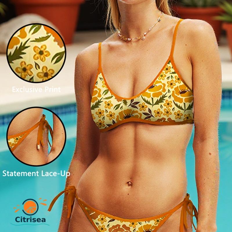 2026 Summer Beach Flowers Animal Sports Bikini Swimsuit Women