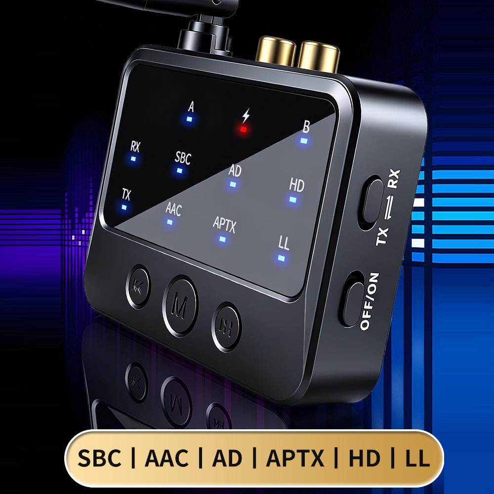 Dual Steam Bluetooth 6.0 Receiver Transmitter aptX HD/LL Low Latency 3.5mm AUX RCA Jack Wireless Audio Adapter For PC TV