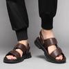 Summer Men's Brand Soft and Breathable Men's Sandals Black Leather Sandals Men's Outdoor Brown Beach Sandals for Men