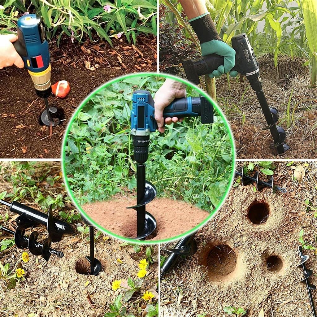 6 Types Earth Auger Spiral Drill Bit Spiral Ground Drill Plant Flower Seedling Planting Hole Digging Tool Cultivation Planter
