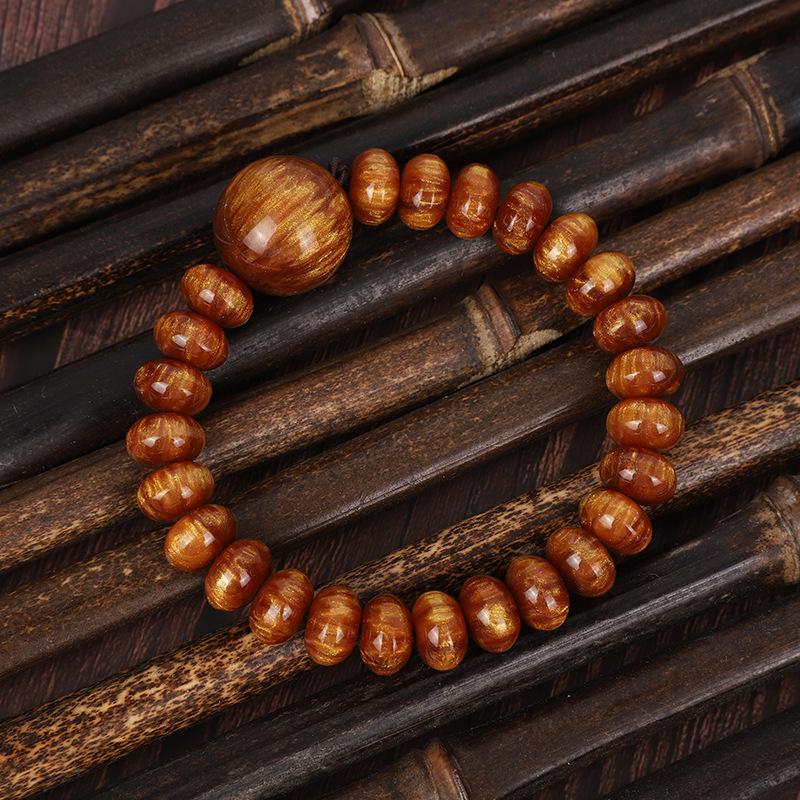 

Браслет из бусин из золотистой шелковистой морской ивы - Резиновые четки с бусинами-счетами