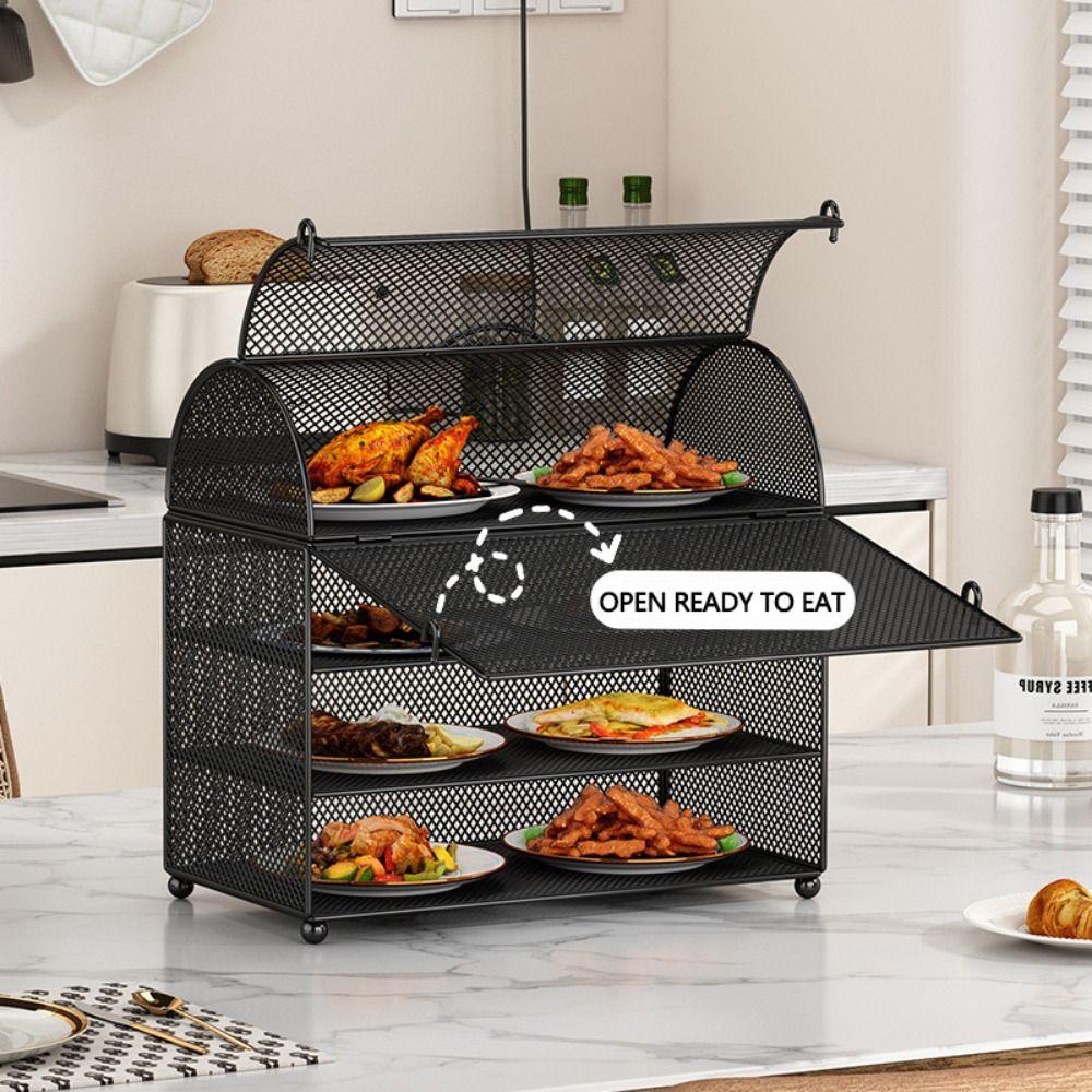 Square Kitchen Storage Rack Stackable Kitchen Food Cover Vegetable Cabinets  Kitchen Shelf