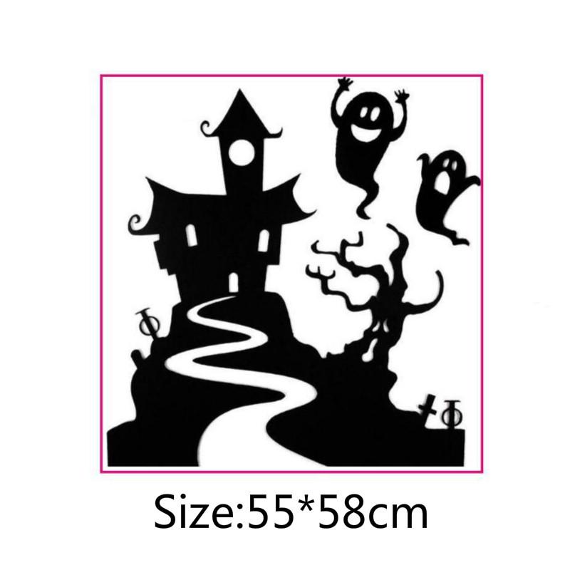 New Halloween Little Ghost Castle Wall Sticker Home Room Window Glass Door Decoration Sticker