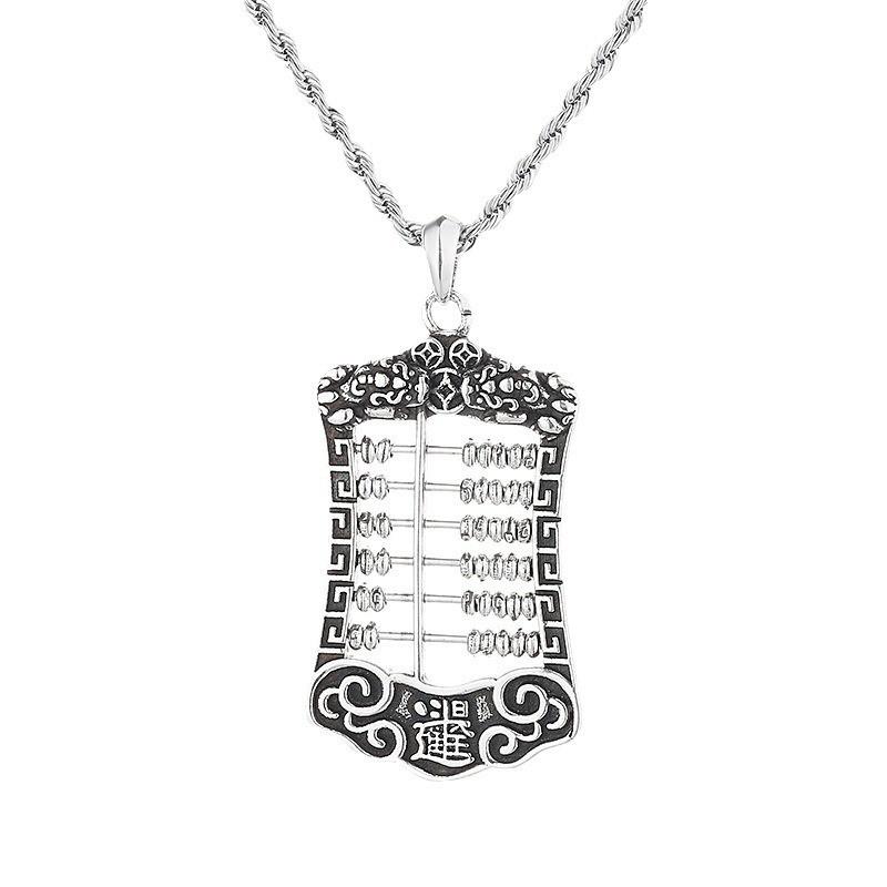Mens Womens Adjustable Chain Necklace With Rotating Abacus Bead Pendant Pixiu Charm Vintage Style