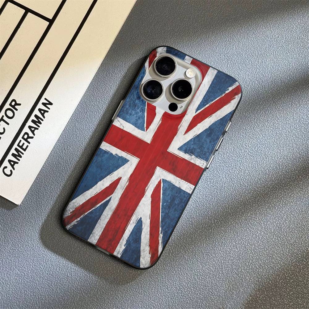 England British Uk Flag Phone Case For IPhone 17 16 15 14 13 12 11 Corrugated Frosted Soft Cover Anti-Slip
