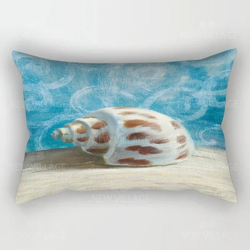 Home Decor Seashells & Starfish Beach-Themed Pillow Covers Pattern Cushion Cover Suitable for Sofa Bedroom Car Pillow Cover