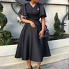 Neues Damenmode Elegantes Kleid mit Glockenärmeln und V-Ausschnitt