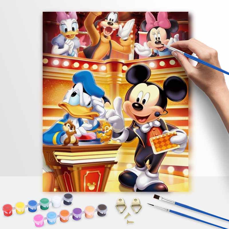 Disney Digital Oil Painting Art Kit Mickey Mouse Donald Duck Goofy Minnie Daisy Chip Dale Hand Filled Home Decor 20x30cm