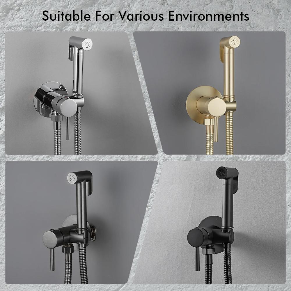 Brushed Gold Brass Hand-held Wall-mounted Bathroom Kitchen Toilet Faucet with Stand Hybrid Hot And Cold Water Bidet Sprayer