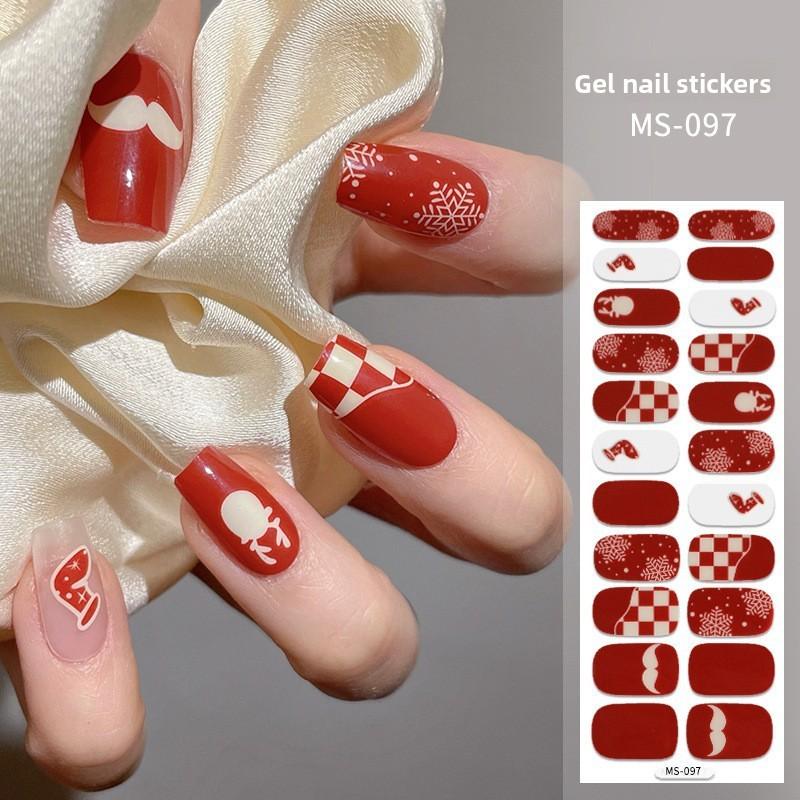 Gel Nail Stickers, 22-finger No-bake Nail Polish Glue, Wearable Nail Pads, Full Application