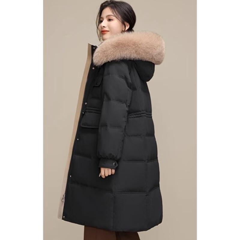 SNOWFLYING Women's Long Fox Fur Down Jacket 2024 New