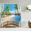 Outside The Window Seaside Scenic Beach Shower Curtains Bathroom Curtain Frabic Waterproof Bath Curtains For Bathroom 180X180Cm
