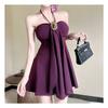 Pure desire sexy sweet royal sister neck sling tube top dress female autumn waist celebrity temperament A word short skirt