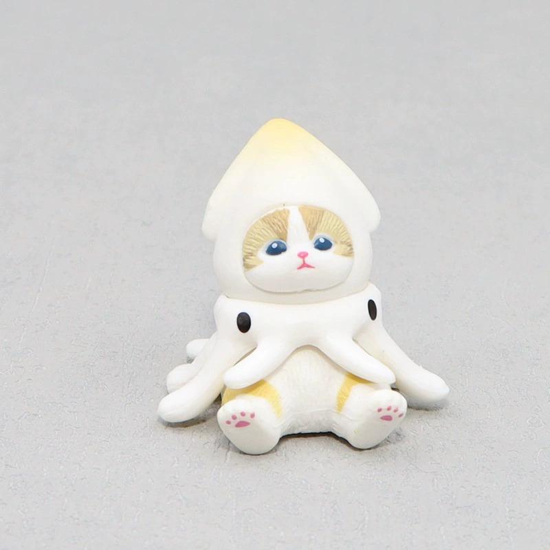 5 Stück/Set Mofusand Katzen in Meeresorganismen-Kleidung Figur Niedliche Actionfiguren Oktopus Pinguin Tischdekorationen Kindergeschenke