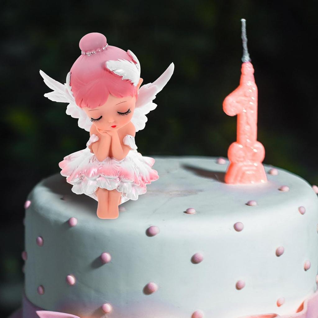 Luxshiny Girl Figurine Ballet Dancer Statue Art Sculpture Vinyl Angel Figure for Home Desk Car Cake Decoration