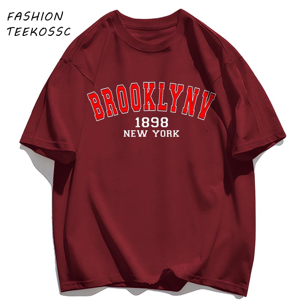 Brooklyn 1898 New York Men Basics TShirt Casual AllMatch Short Sleeve Cotton Oversized Sportswear Summer Crewneck T Shirts