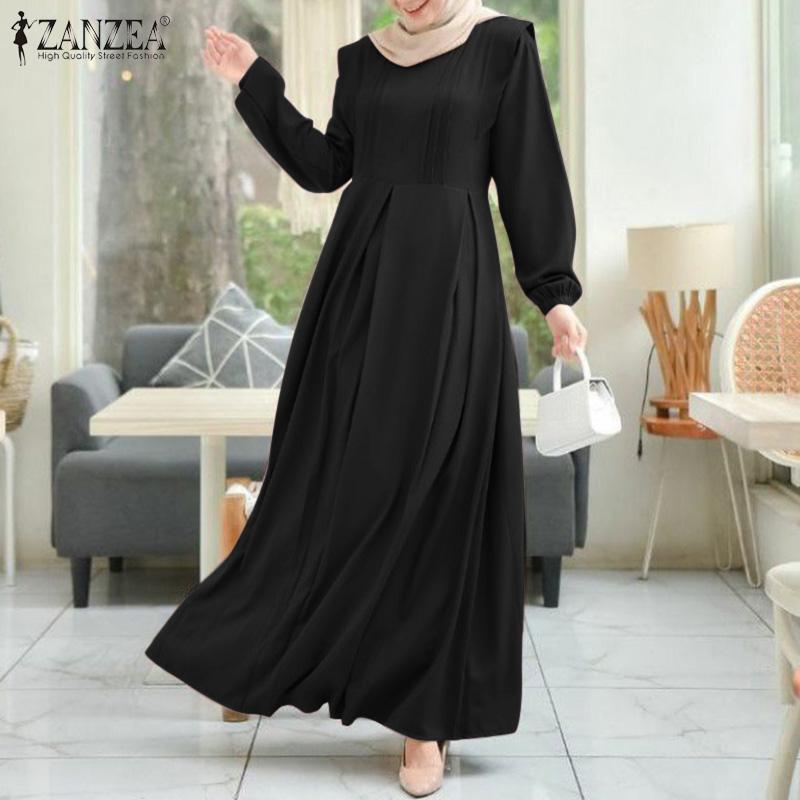 

ZANZEA Свободное повседневное женское платье с круглым вырезом и длинными рукавами