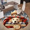 1 Stück Santa Paws Büro Runder Teppich, Unter Bürostühlen Schlafzimmer Wohnzimmer Heimdekoration, Teppich für Büro, -1110281