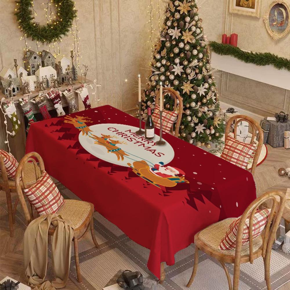 Christmas Tablecloth Red Festive Decor for Living Room Dining Table Rectangular Holiday Atmosphere