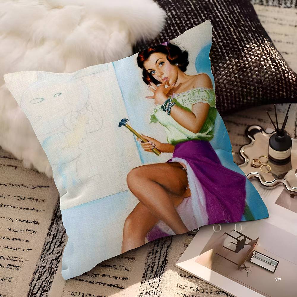 Pin Up Girl Cushion Cover Polyester Sofa Cushions Decorative Throw Pillows Home Decoration Pillowcover