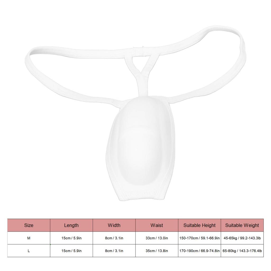 Men Bulge Cup Soft Polyester Cotton Stereo Shape Bulge Covering Up Underwear Cup with Strap White