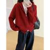 Double zipper hooded sweater jacket women's clothing autumn and winter new loose lazy wind knitted cardigan women
