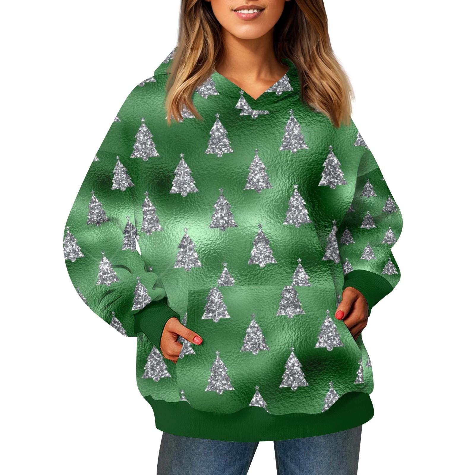 Женский модный свитер с длинными рукавами и рождественским принтом — фото 7