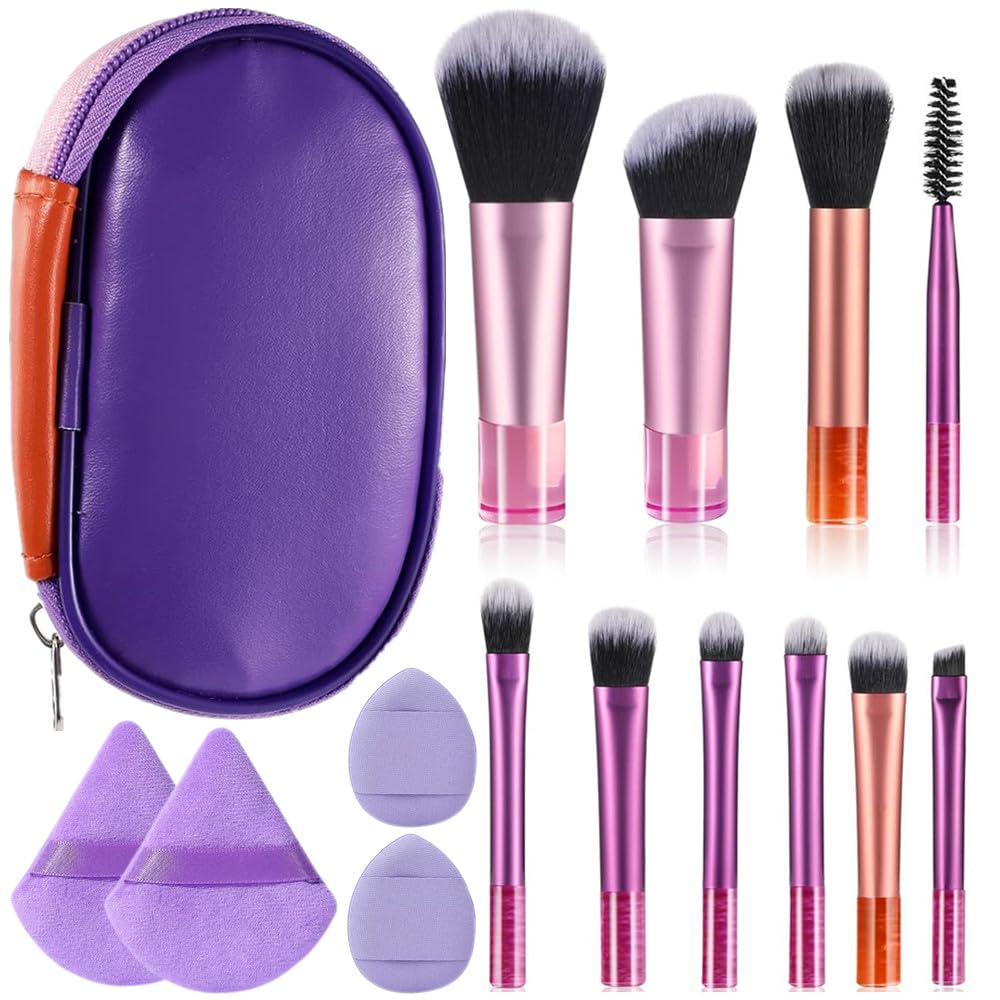 

Mini Makeup Brush Set with Premium Fiber and Includes a Portable Makeup Convenient for Everyday Travel and Beginner Makeup Tools 14-Piece Bristles,