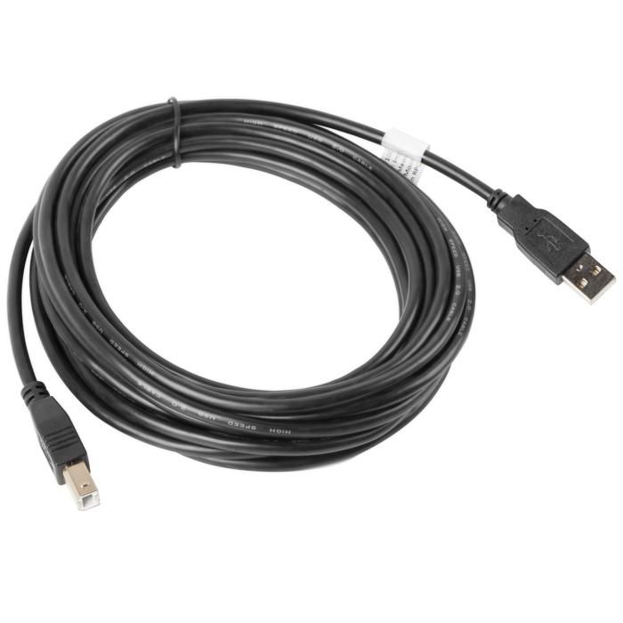 Druckerkabel - Lanberg - CA-USBA-10CC-0050-BK - USB A Stecker auf USB B Stecker - 5 m - Schwarz