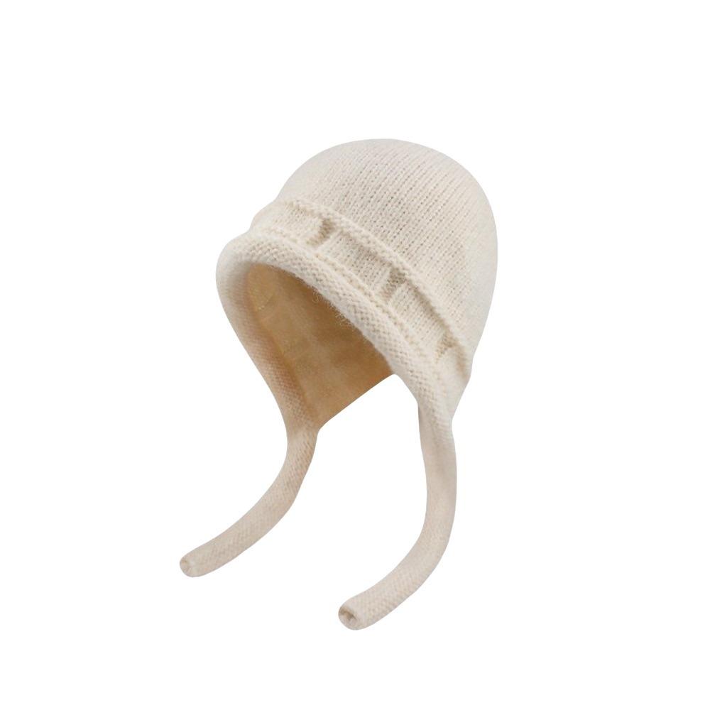 Plush Winter Knitted Hat Solid Color Pullover Hat Simple Warm Beanie Hat Girl