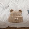 Thick knitted handcrafted bear wool Moao children's cute warm casual and face showing small pullover hat  cold hat for autumn and winter