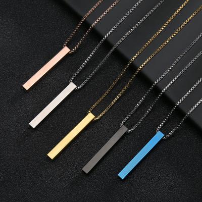 Fashion Rectangle Pendant Necklace Stainlees Steel Chain Necklace For Men Women New Simple Hiphop Jewelry Male Accessories Gifts