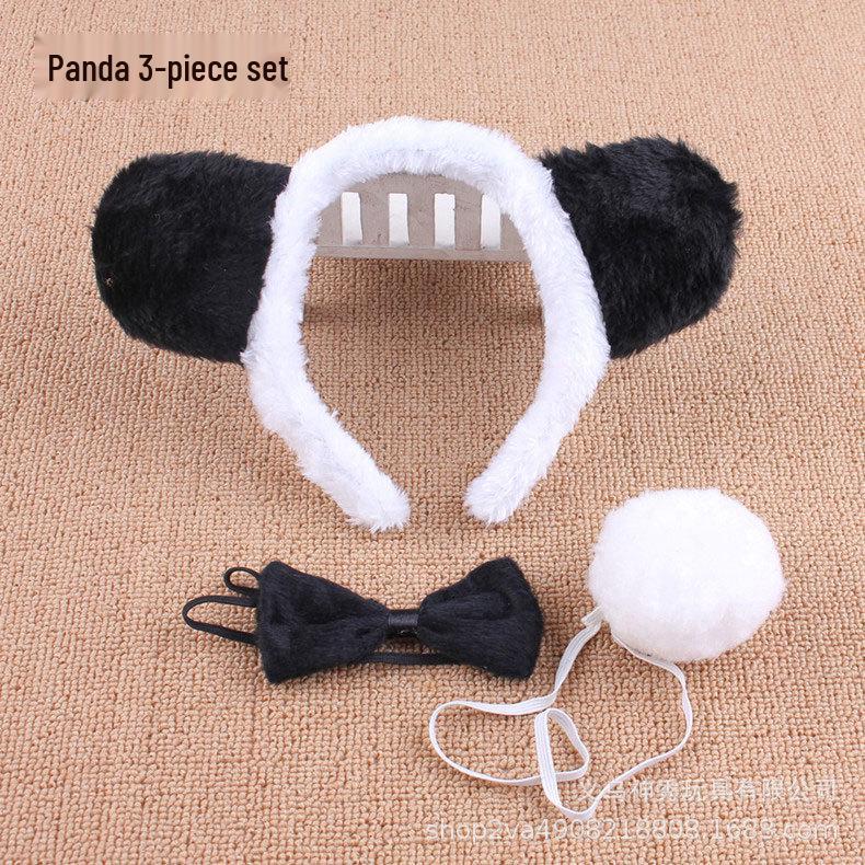 Set Fascia e Coda Animali per la Festa dei Bambini - Orecchie di Coniglio, Gatto, Tigre con Collare