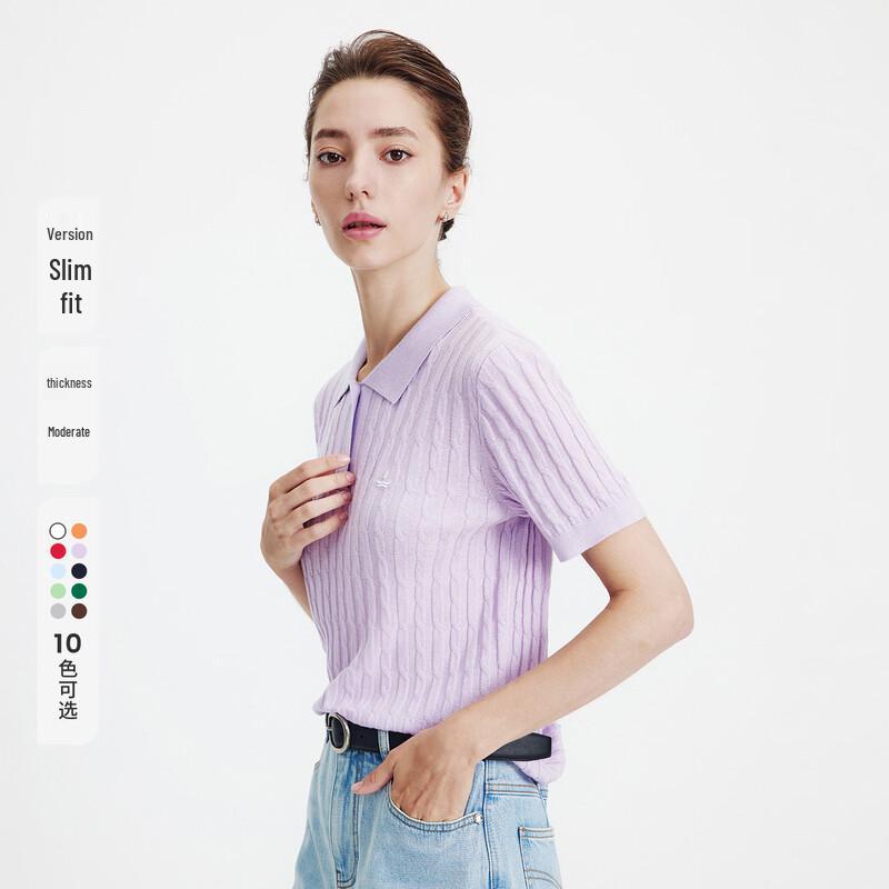 Navigare Women's Polo Cable Knit Short Sleeve Sweater