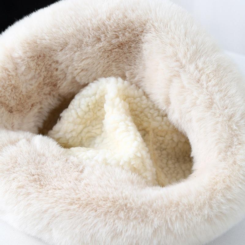 Herbst- und Winterhut Damen Winter Samt Verdickt Warm Fischerhut Flauschiger Topfhut