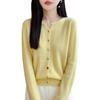 Women's Plus Size Hollow Knit Wool Cardigan - Long Sleeve, Round Neck Sweater Coat