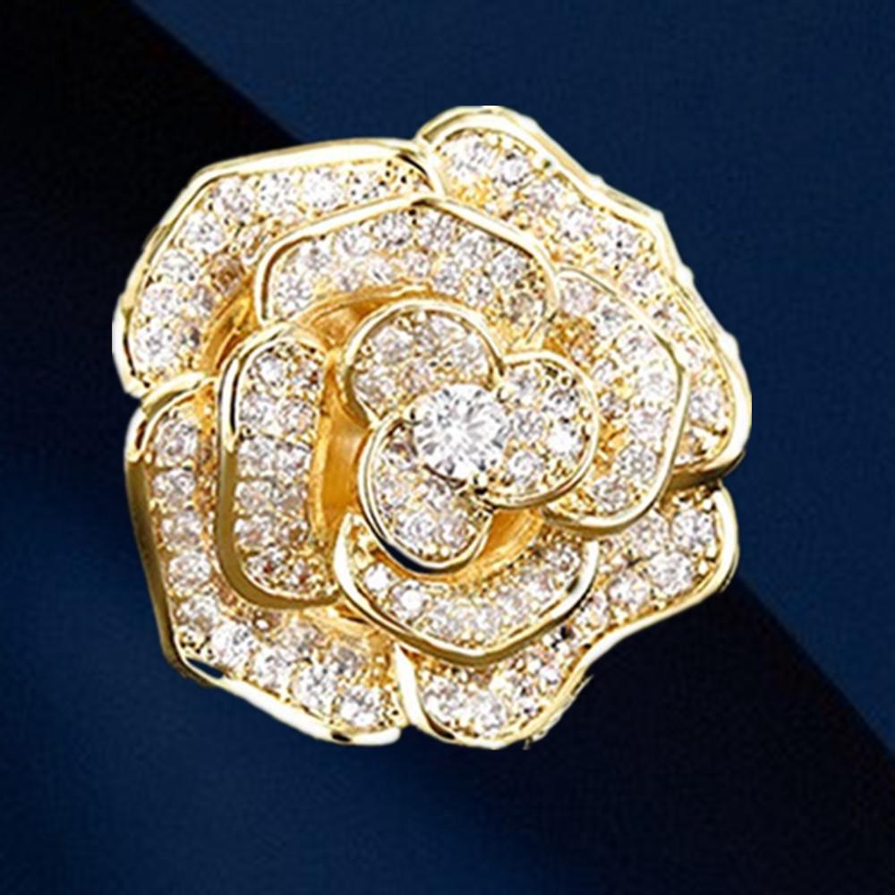 Camellia Brooch: Zircon-Inlaid Luxury Lapel Pin for Women