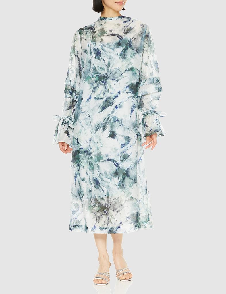 Original Art Print Sheer Dress FWFO231052 BLU 0 [Frey ID] Women's