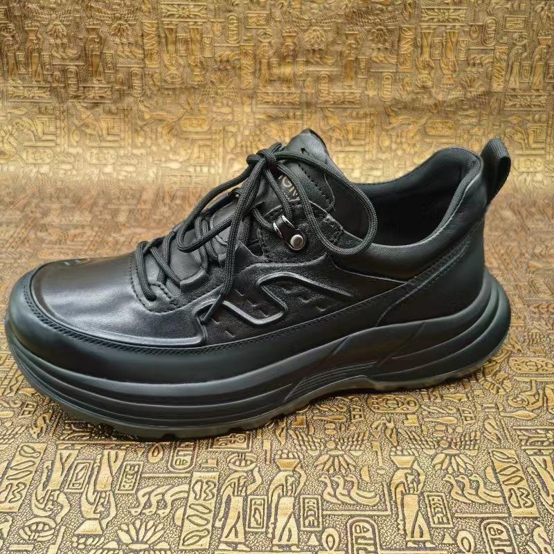 High-end leather autumn sports leather shoes men's cowhide round head trend fashion casual men's leather shoes